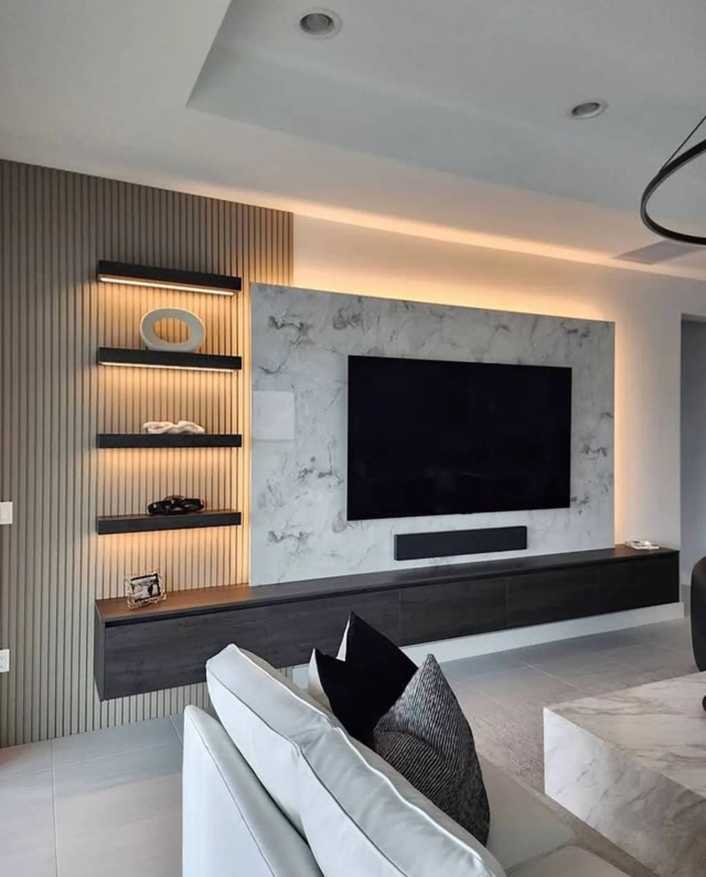 Modern custom TV wall in Toronto